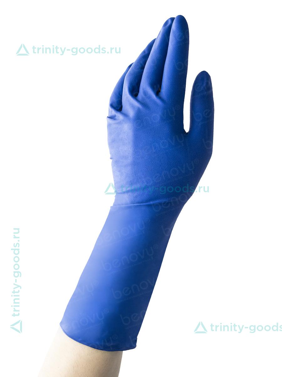 Перчатки латексные Benovy Latex High Risk (синие)